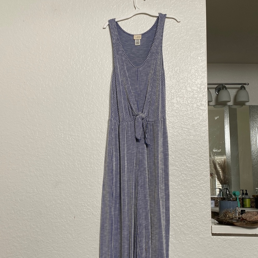 Blue white striped jumpsuit